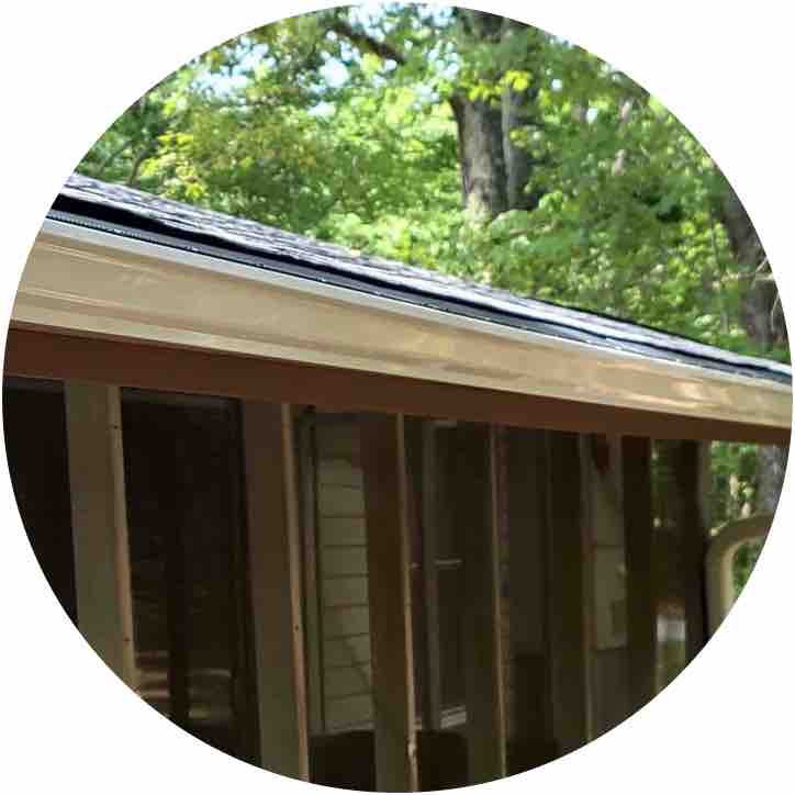 White Seamless Gutter Installed on porch